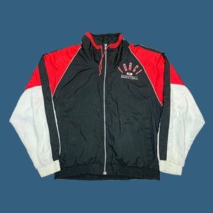 Vintage Nike Force Basketball Windbreaker Jacket Mens Size XL Black Red 90s